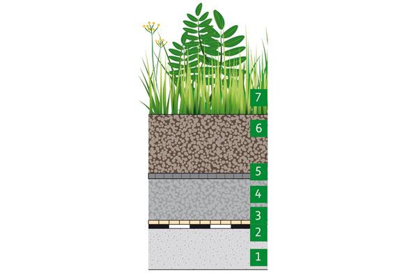 Aufbau einer extensiven Dachbegrünung